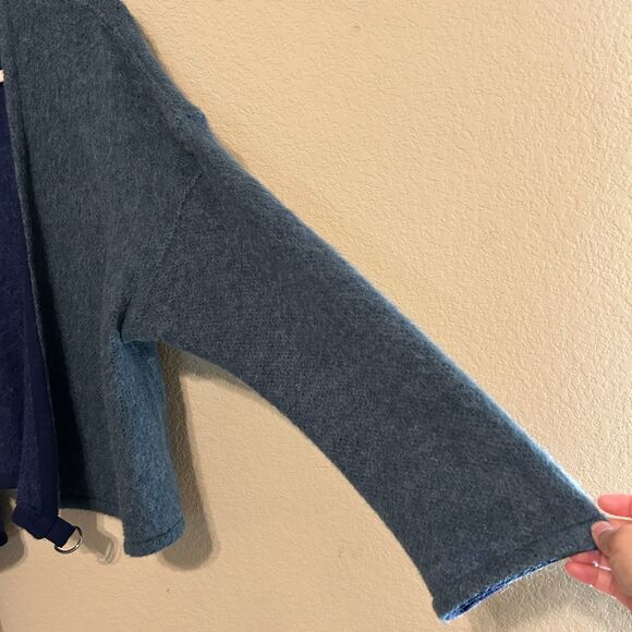 Alfred Sung Wrap Sweater Womens Size 8 Teal Blue Acrylic Mohair Blend Cozy Fall - Picture 3 of 6